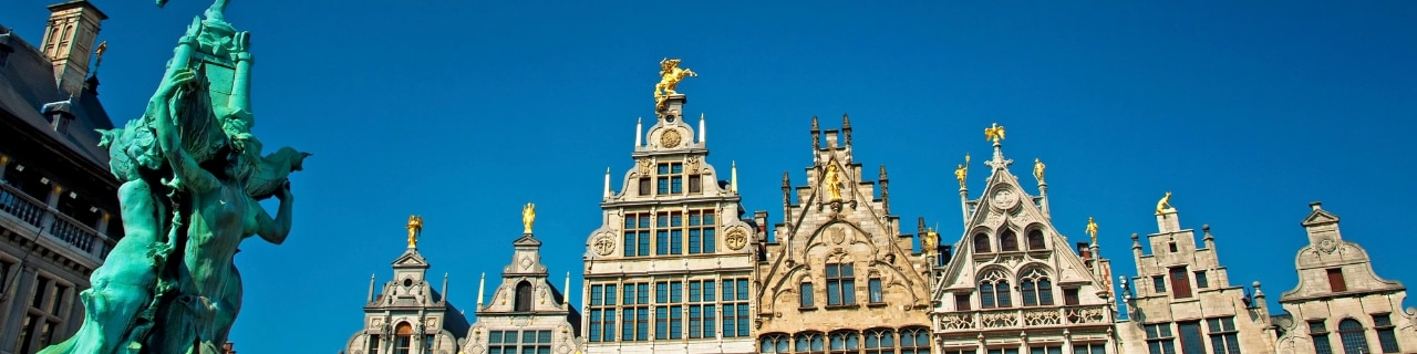 Nice houses in the old town of Antwerp, Belgium 