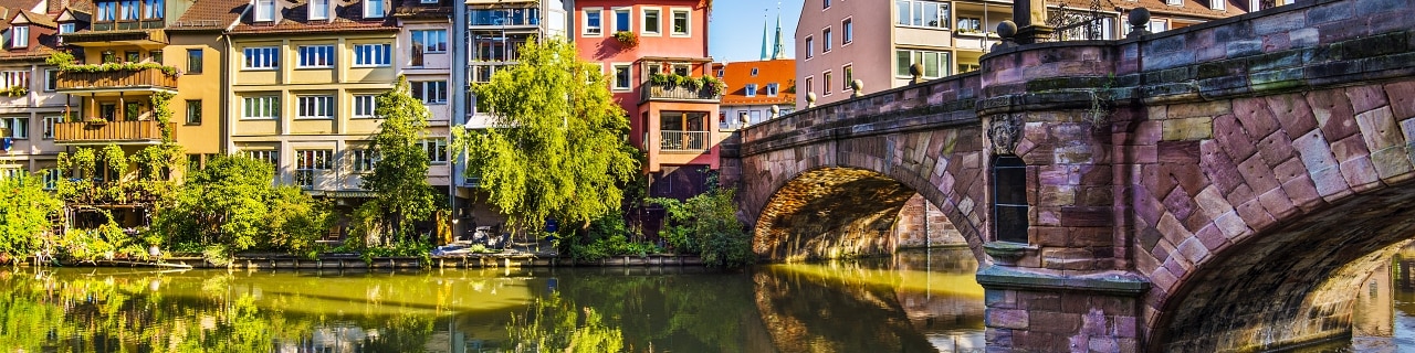Nuremberg, Germany old town on the Pegnitz River. 