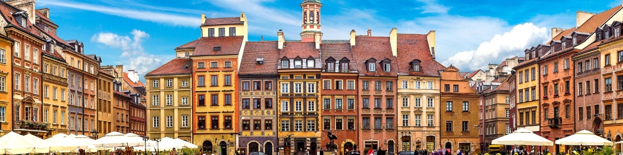 Old town square in Warsaw in a summer day, Poland