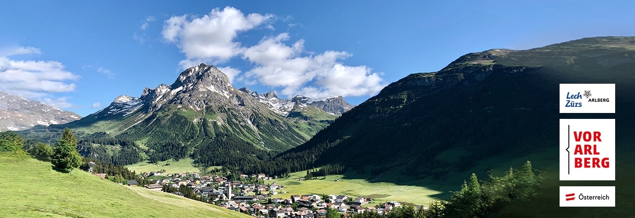 Panorama Lech Zürs, Vorarlberg, Österreich.