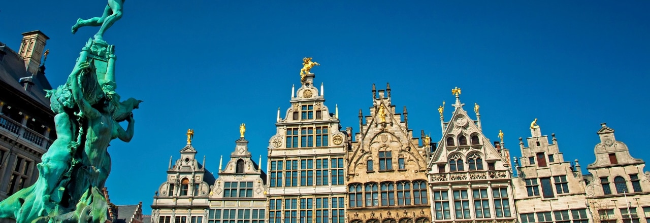 Nice houses in the old town of Antwerp, Belgium 
