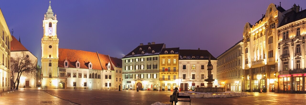 Bratislava Main Square at night - Slovakia 