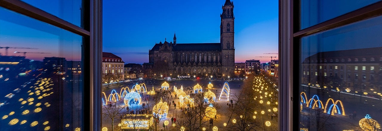 Blick auf Lichterwelt Magdeburg