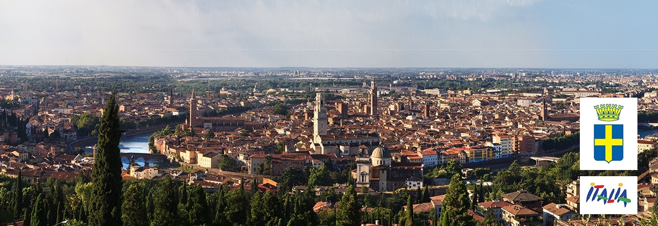 Panoramablick über Verona, Venetien, Italien.