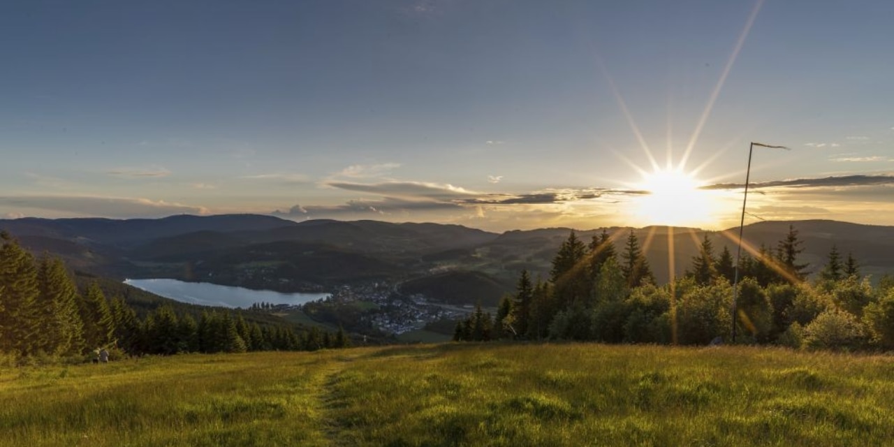 sunset at Hochfirst with view at Titisee