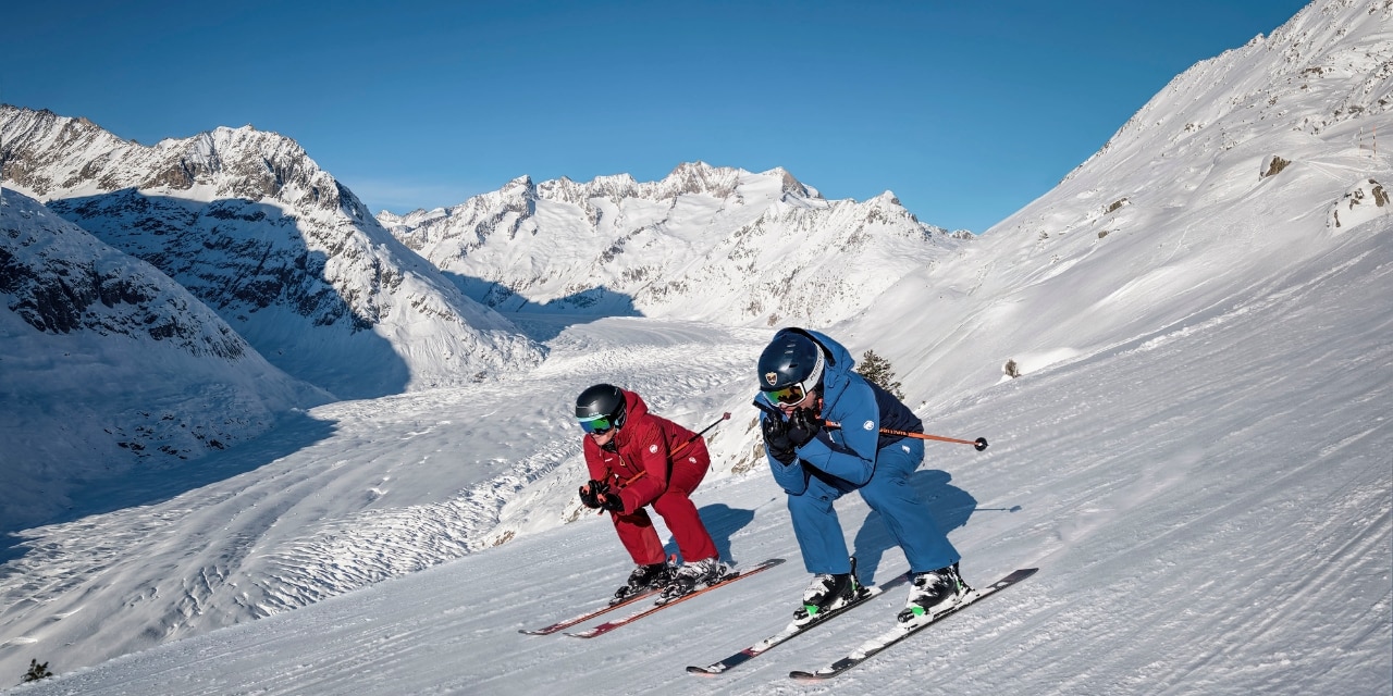 Skifahrer Aletsch Arena