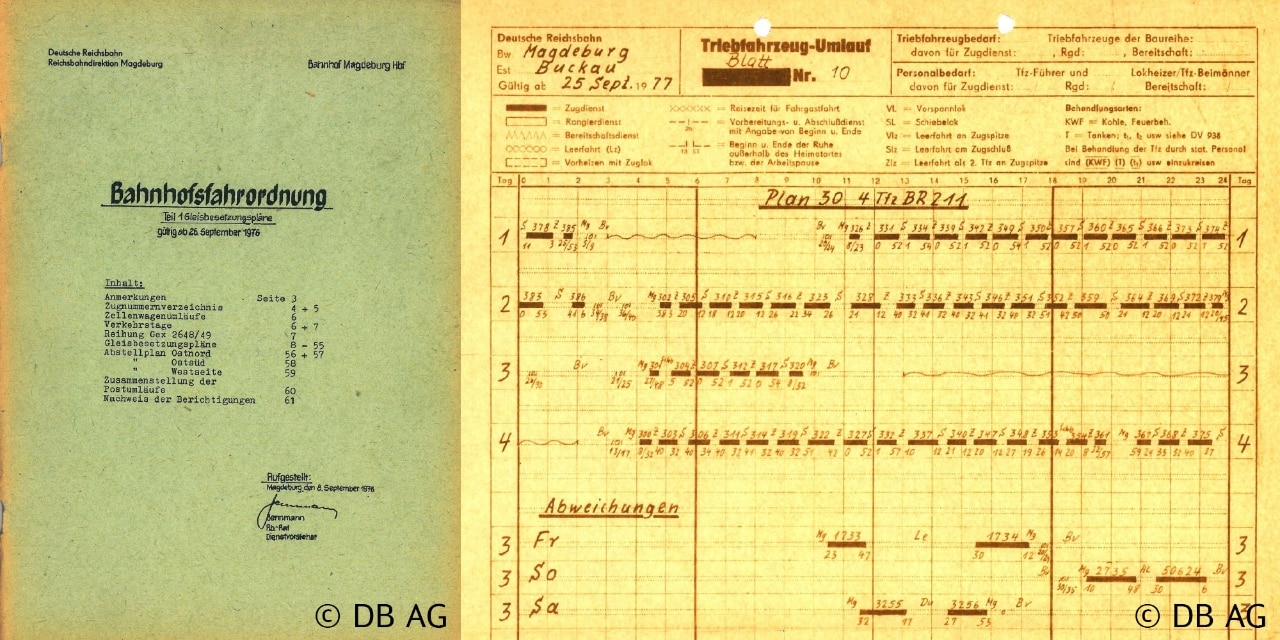 Bahnhofsfahrordnung vom Magdeburger Hauptbahnhof aus dem Jahr 1976. 