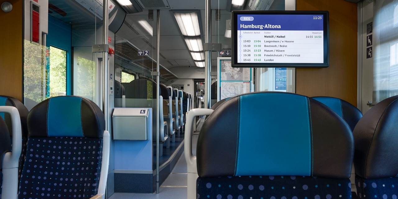 Die Marschbahn von innen mit neuen Bildschirmen nach dem Refresh 2024