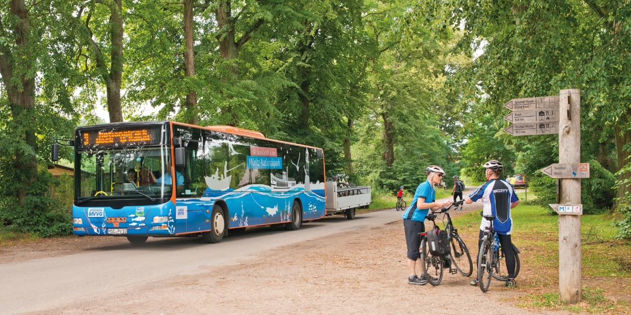 Bus und Radfahrer