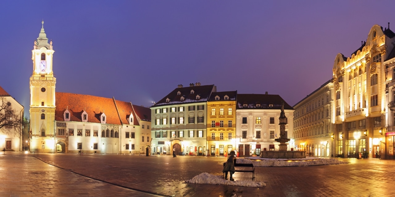 Bratislava Main Square at night - Slovakia 