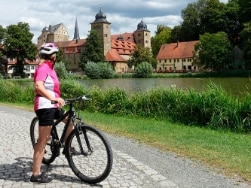 Fahrradfahrerin im Fränkischen