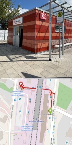 Karte und Gebäude