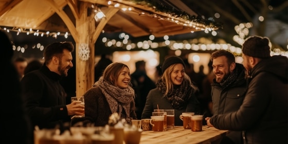 Menschen auf dem Weihnachtsmarkt