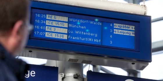 Zugzielanzeige im Bahnhof Berlin Südkreuz