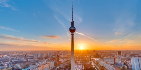 Luftbild Berlin - view of Berlin Television Tower at Alexanderplatz in Berlin