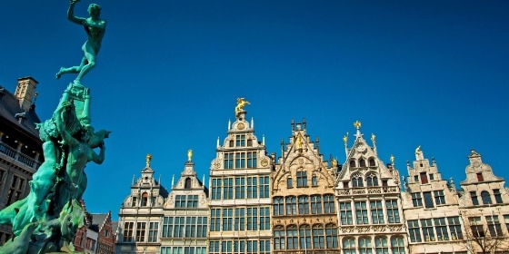 Nice houses in the old town of Antwerp, Belgium 