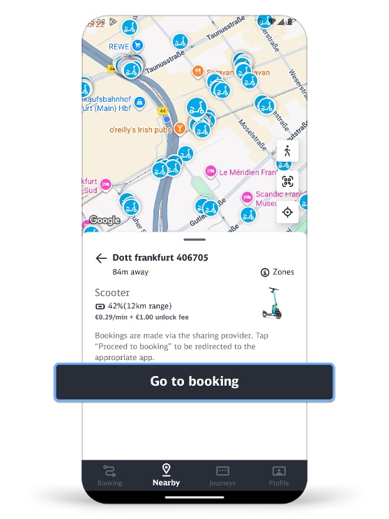 screen how to tape on the "Booking" button to go to the respective provider's app or first download it