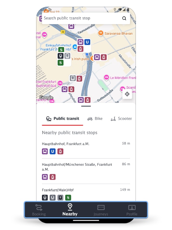 screen the "Nearby" menu item in the DB Navigator