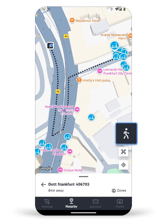 screen how you can display the walking route from your location