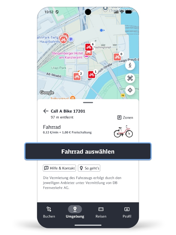 Sharing Dienste im DB Navigator