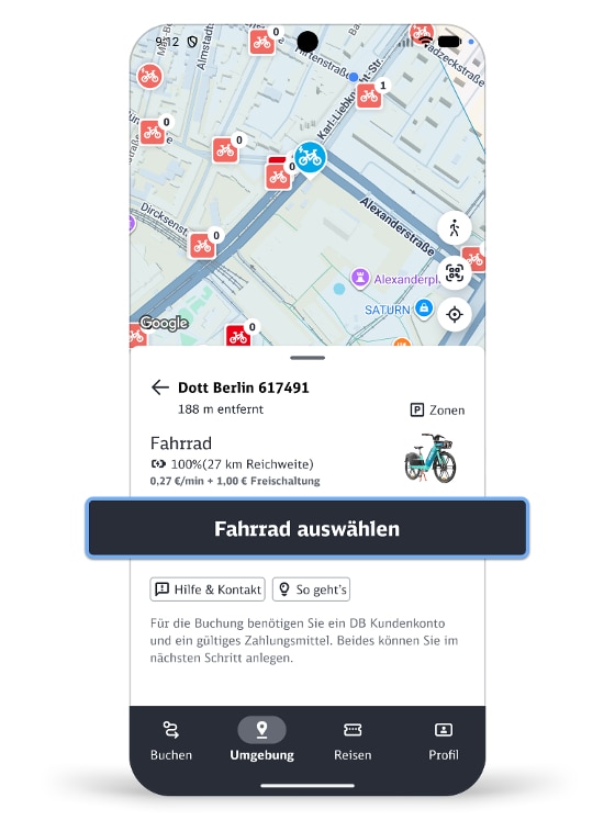 Sharing Dienste im DB Navigator 