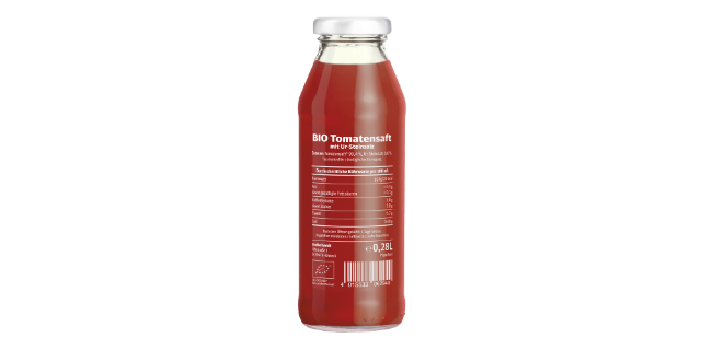 Flasche mit Tomatensaft