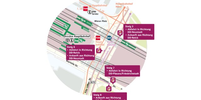 Lageplan Haltestellen Dresden