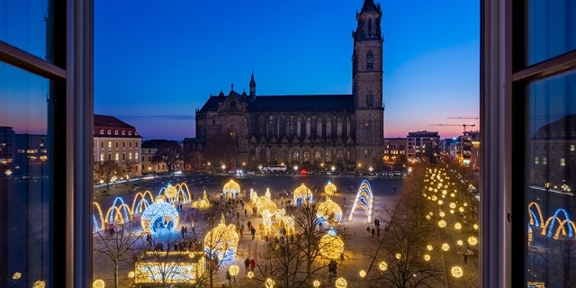 Blick auf Lichterwelt Magdeburg