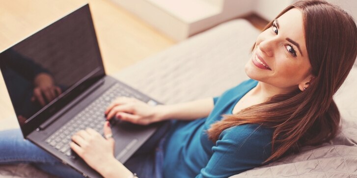 Woman working on laptop