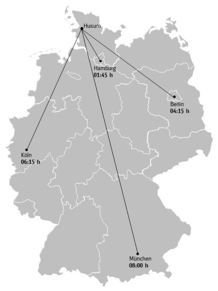 Karte Anreise Wattenmeer SH