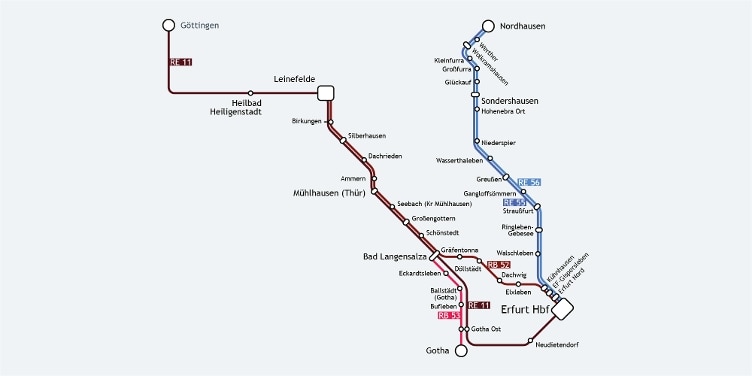 Hier sehen Sie eine Grafik des Streckennetzes der Nordthüringenbahn