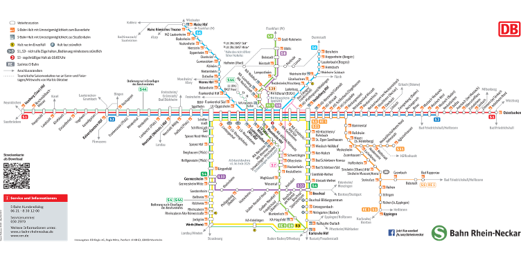 Streckenplan S-Bahn Rhein-Neckar