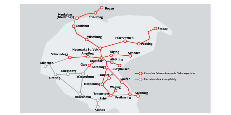 Fahrradkarte Südostbayernbahn