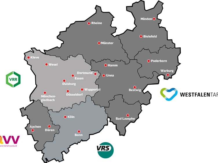 Karte mit Verbünden in NRW