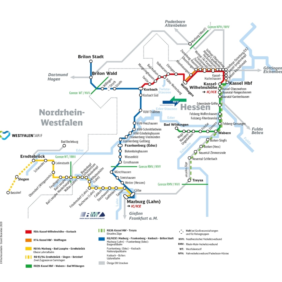 Streckennetz Kurhessenbahn