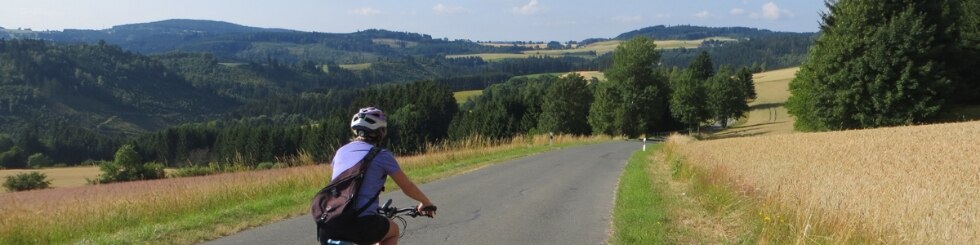 Radfahrer auf einer Straße bei Presseck