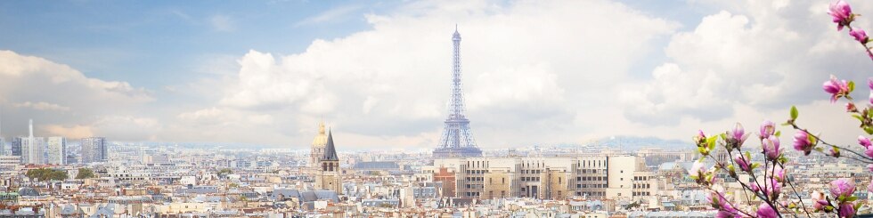 Blick auf den Eiffelturm von Paris im Frühling