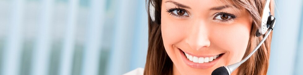Support phone operator in headset at workplace